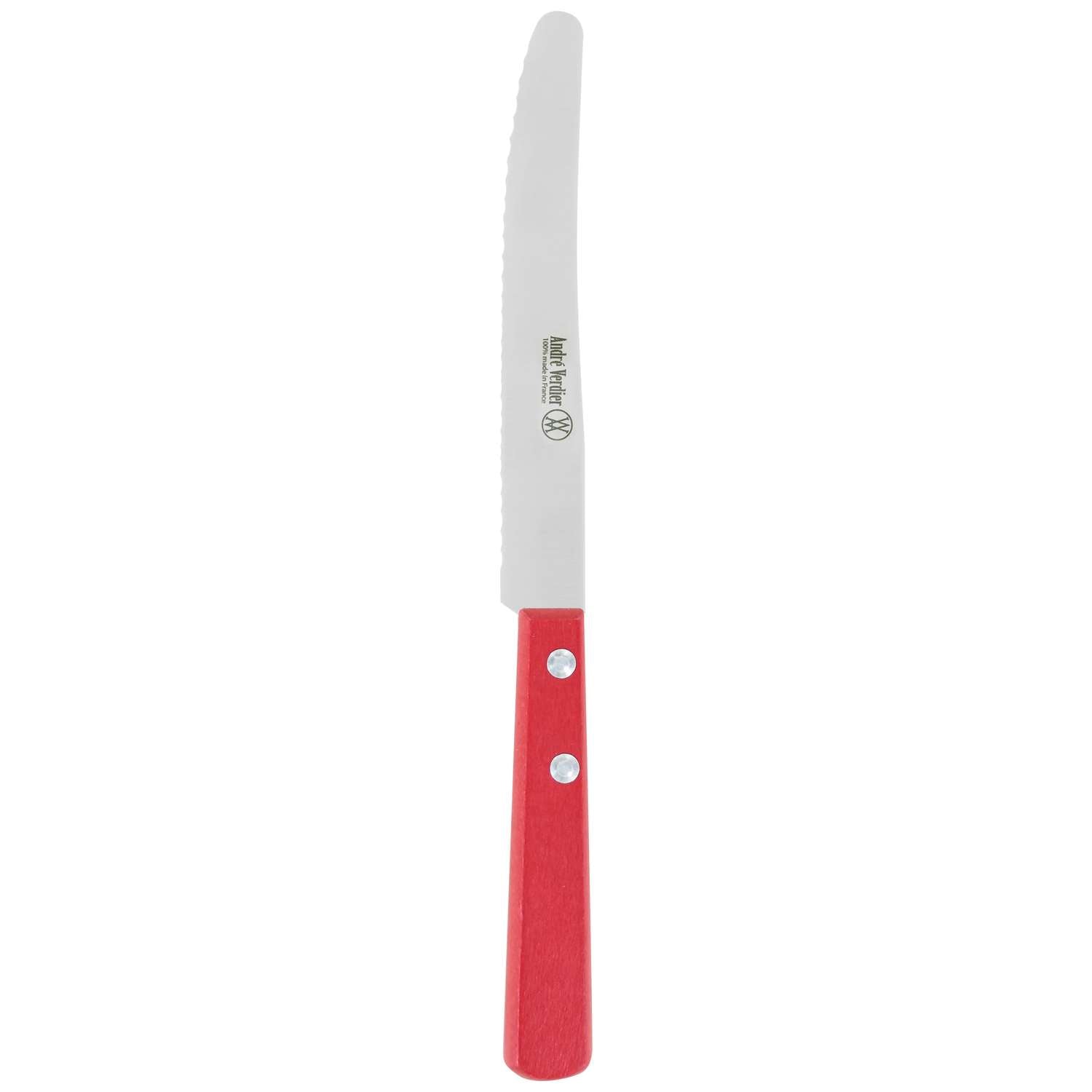 Andre verdier Serrated Round Dinner Knife 12 cm Red Wooden Handle Prepa Culi