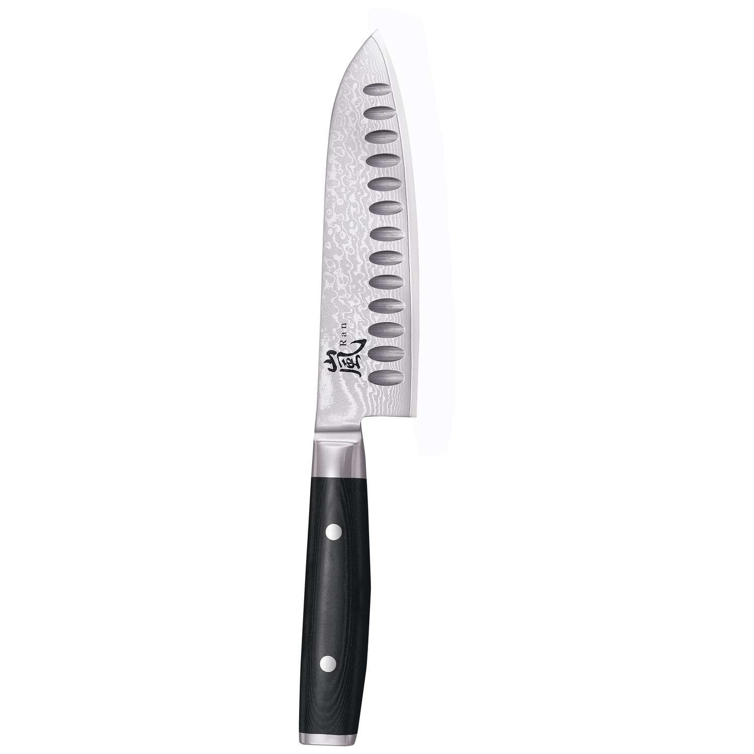 Yaxell Damascus Santoku Knife 16.5 cm With Grooves Ran 36001G