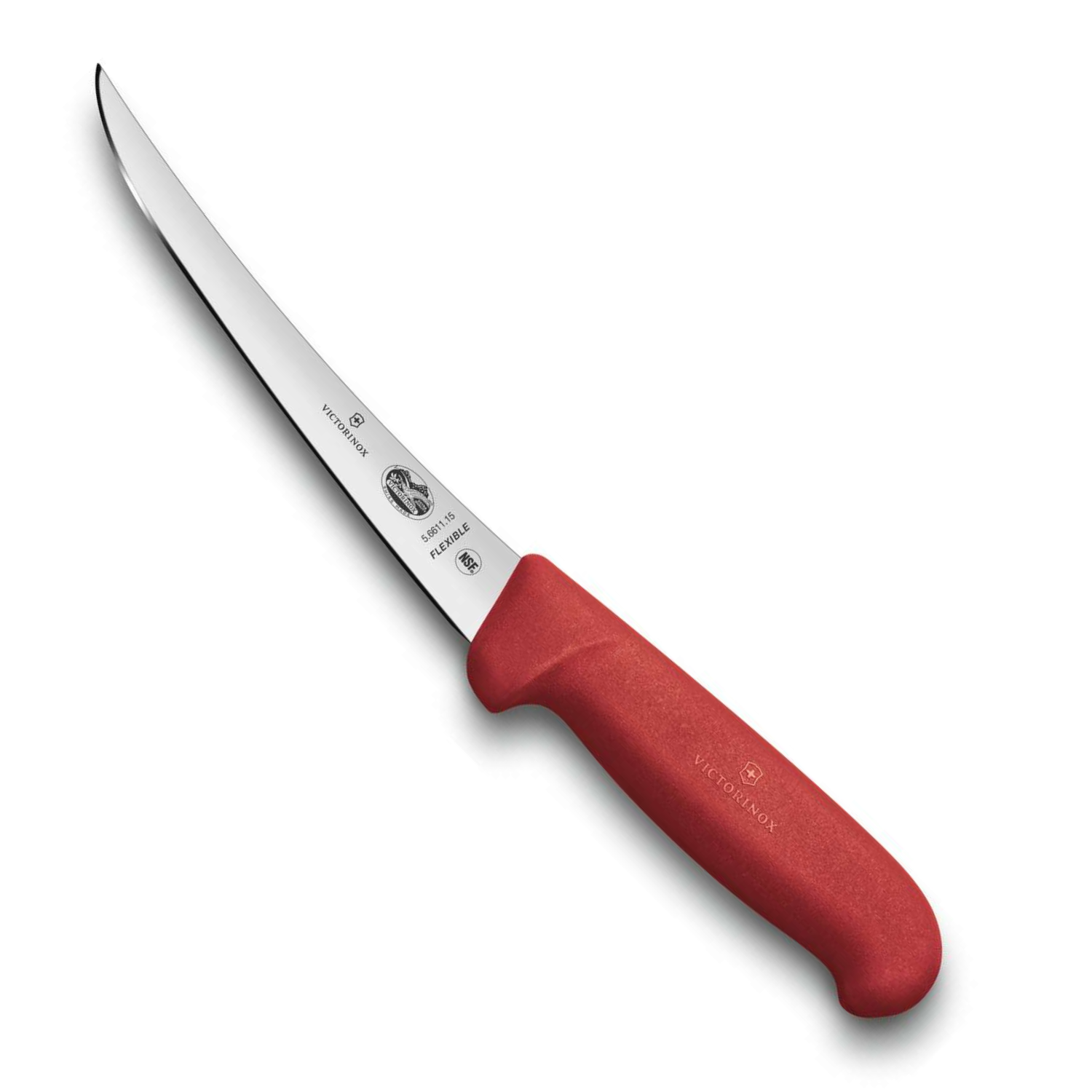 Victorinox Curved Boning Knife Narrow and Flexible Blade 12 cm Red Handle Fibrox 5.6611.12