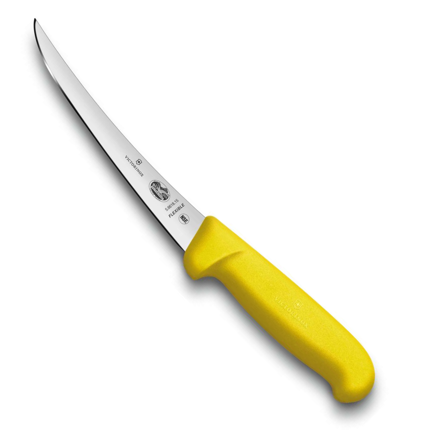 Victorinox Curved Boning Knife Narrow and Flexible Blade 12 cm Yellow Handle Fibrox 5.6618.12