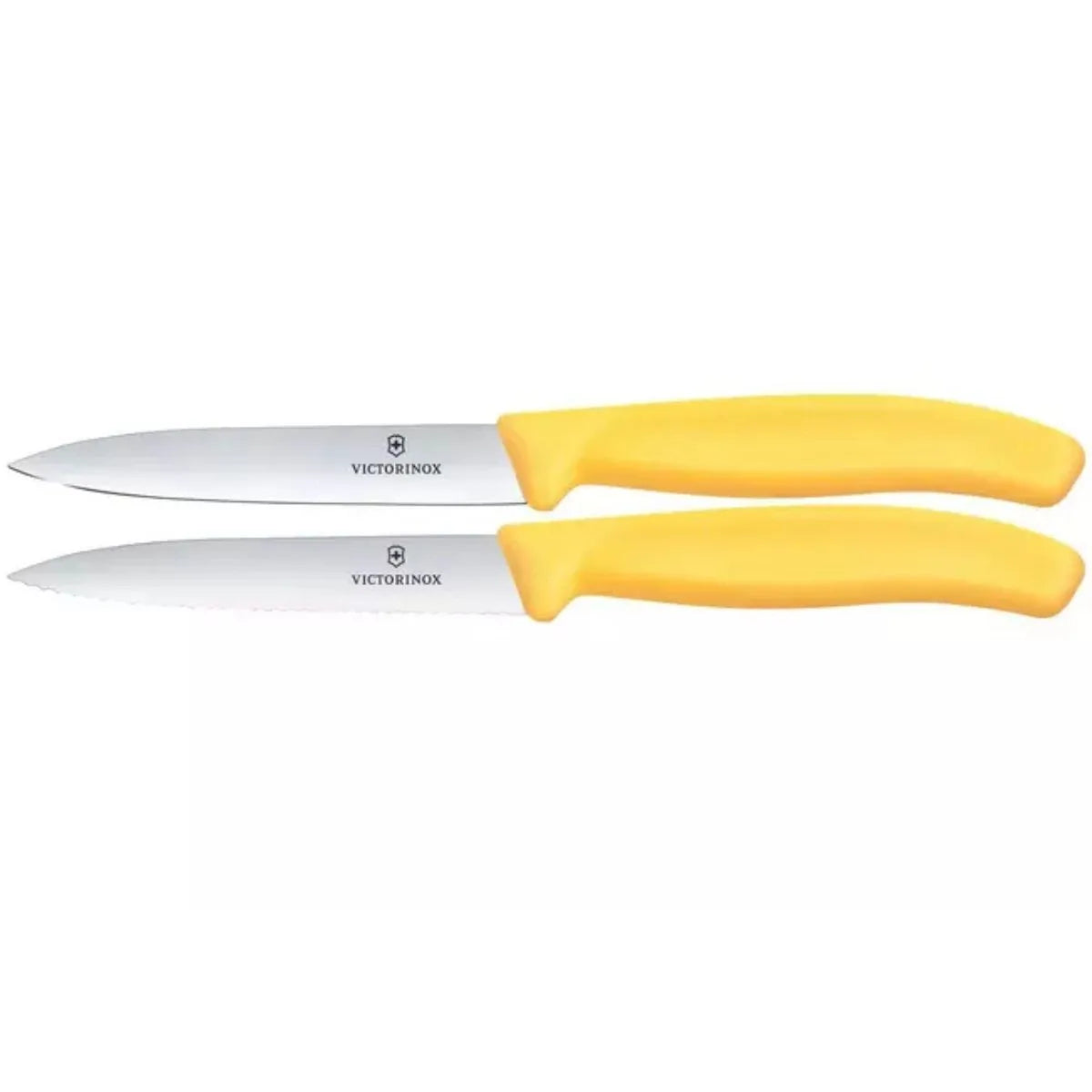 Victorinox Μαχαίρια κουζίνας 10 εκατ. μυτερά ίσιο οδοντωτό κίτρινη λαβή σετ 2 τμχ Swiss Classic 6.7798.2C1
