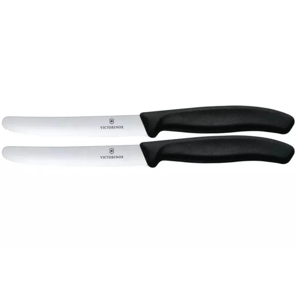 Victorinox Μαχαίρια κουζίνας 11 εκατ. στρογγυλά οδοντωτά μαύρη λαβή σετ 2 τμχ Swiss Classic 6.7833.2