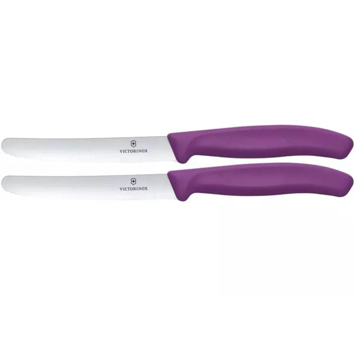 Victorinox Μαχαίρια κουζίνας 11 εκατ. στρογγυλά οδοντωτά μωβ λαβή σετ 2 τμχ Swiss Classic 6.7835.2C1