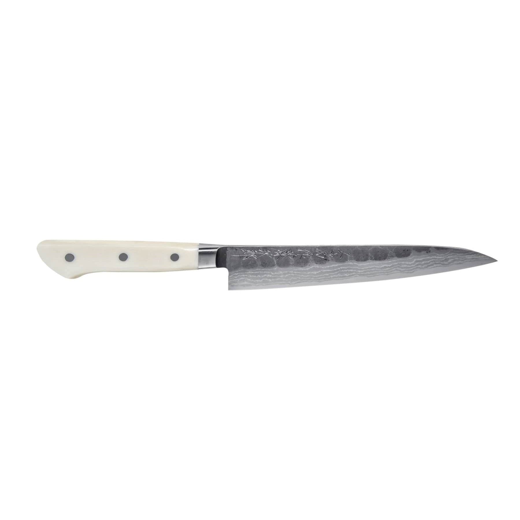 Tojiro Handmade Hammered Aogami Damascus Utility Knife 15 cm Micarta Handle