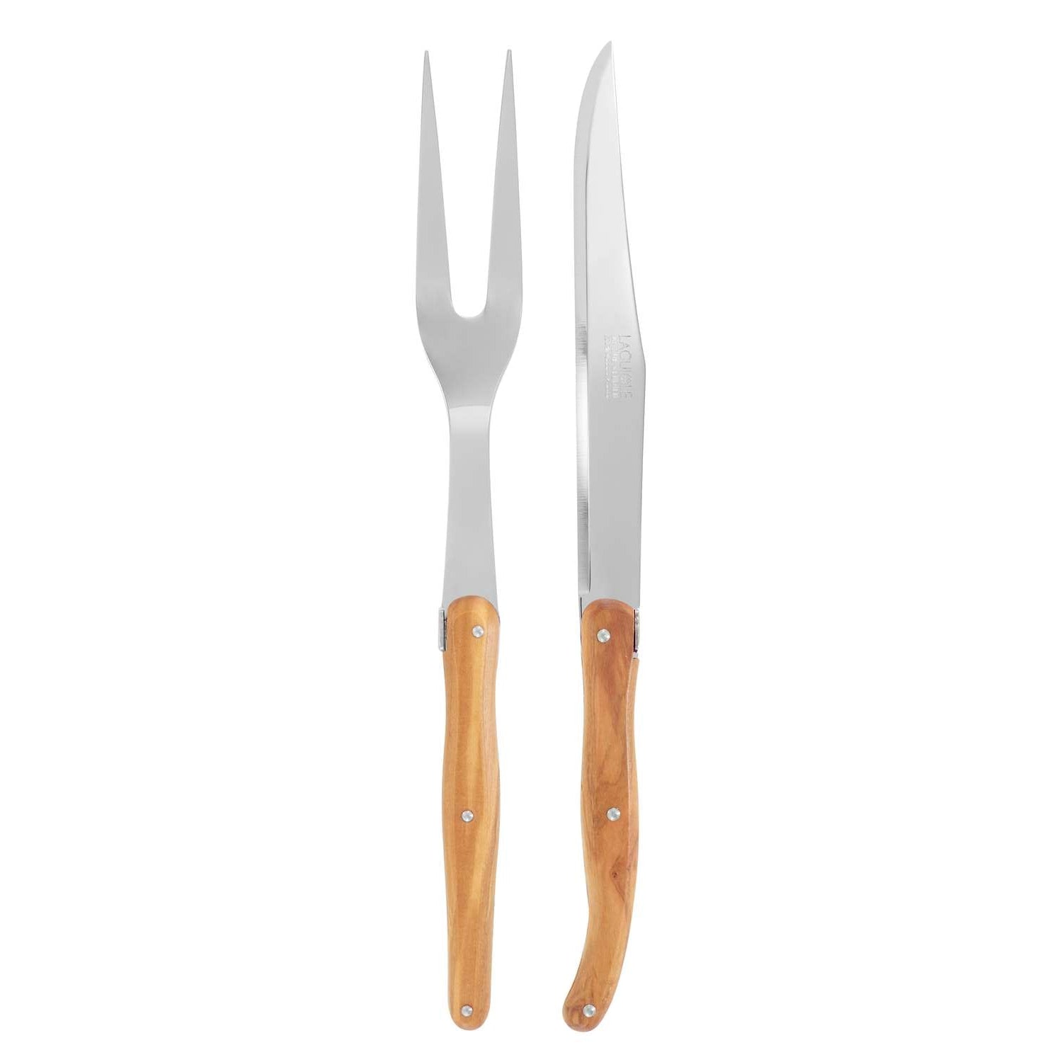 Andre verdier Carving Set 2 pcs Olive Wood Handle Laguiole Debutant Coutnry 6672LOCD
