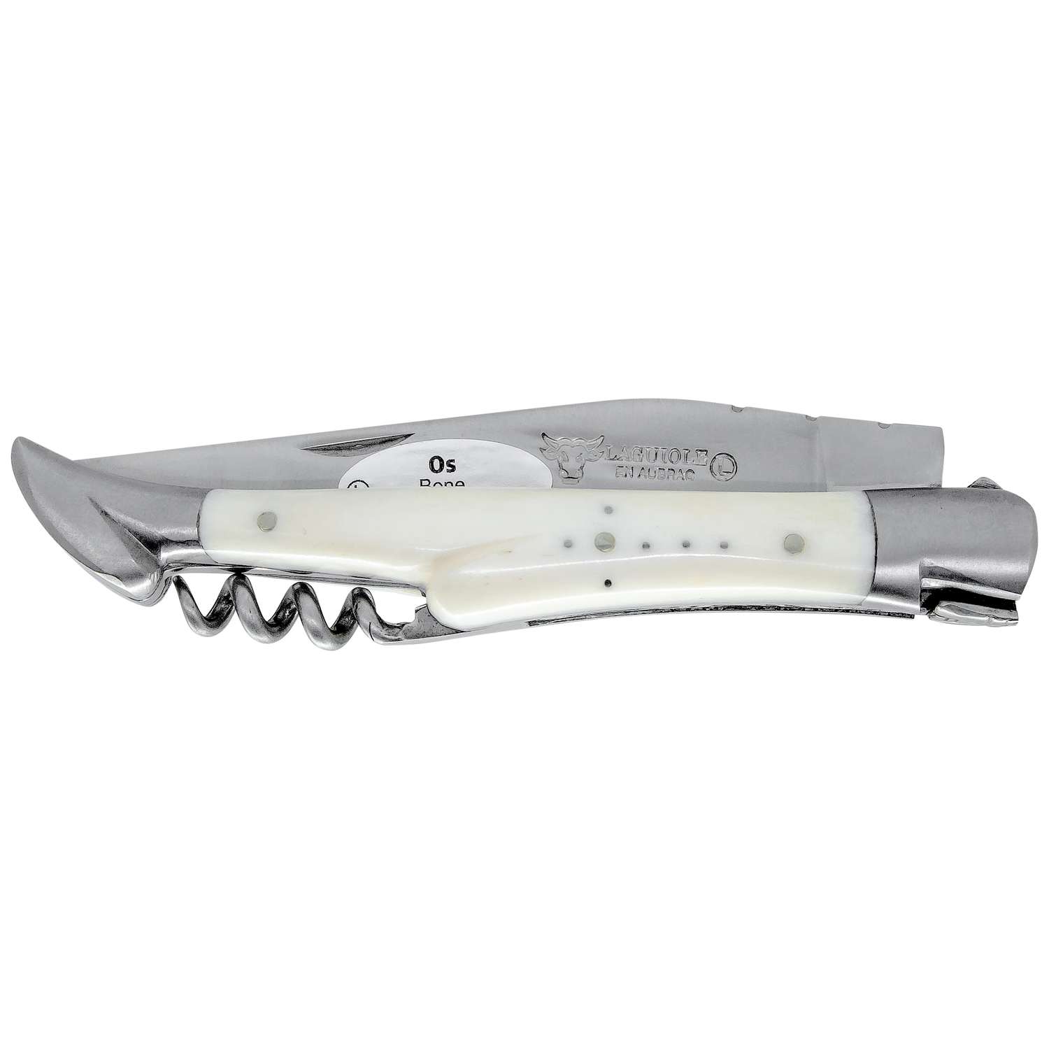 Laguiole en aubrac Folding Knife 12 cm with Corkscrew Bone Handle Laguiole en Aubrac L0311OSIS