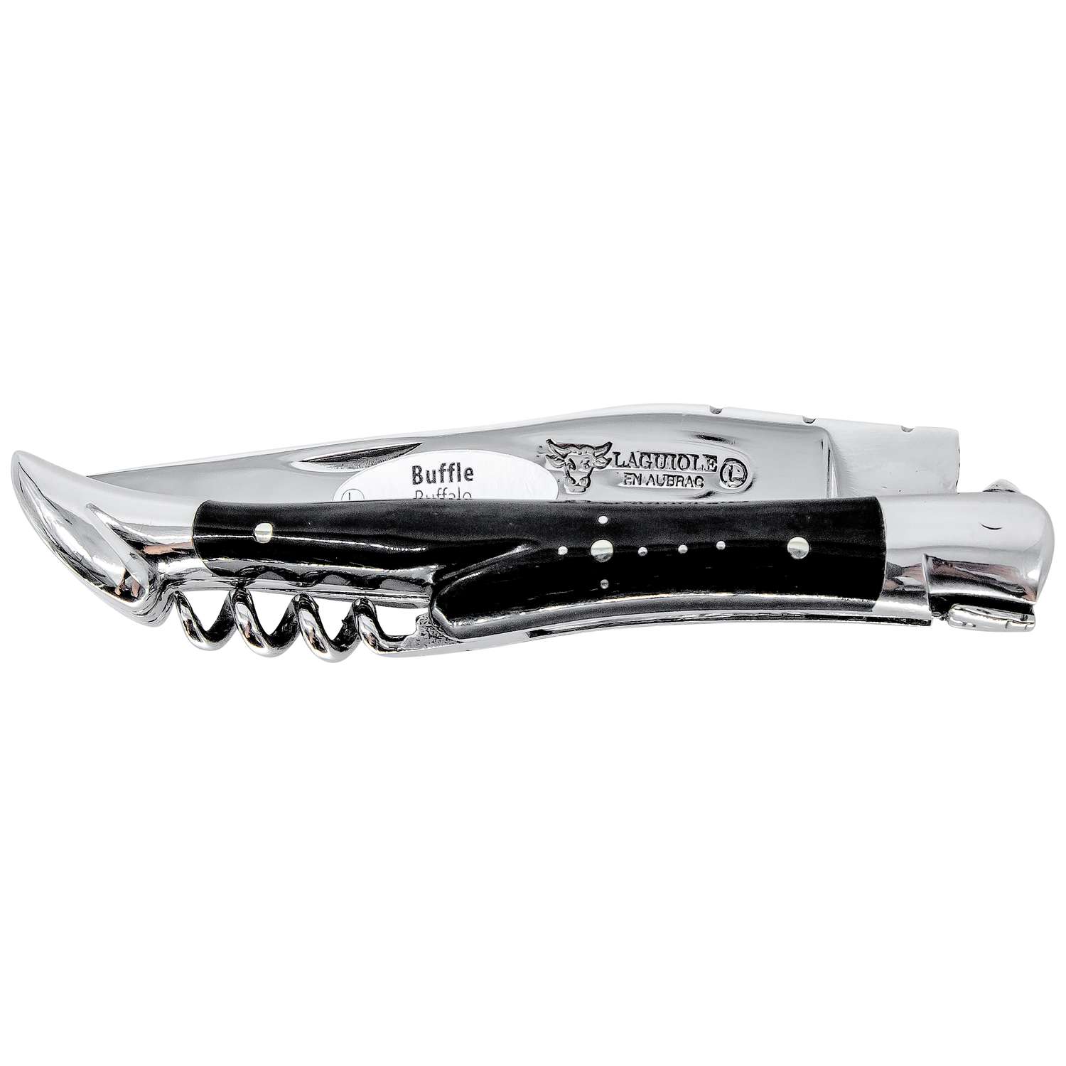 Laguiole en aubrac Folding Knife 11 cm with Corkscrew Buffalo Horn Handle Laguiole en Aubrac L0311BUIS