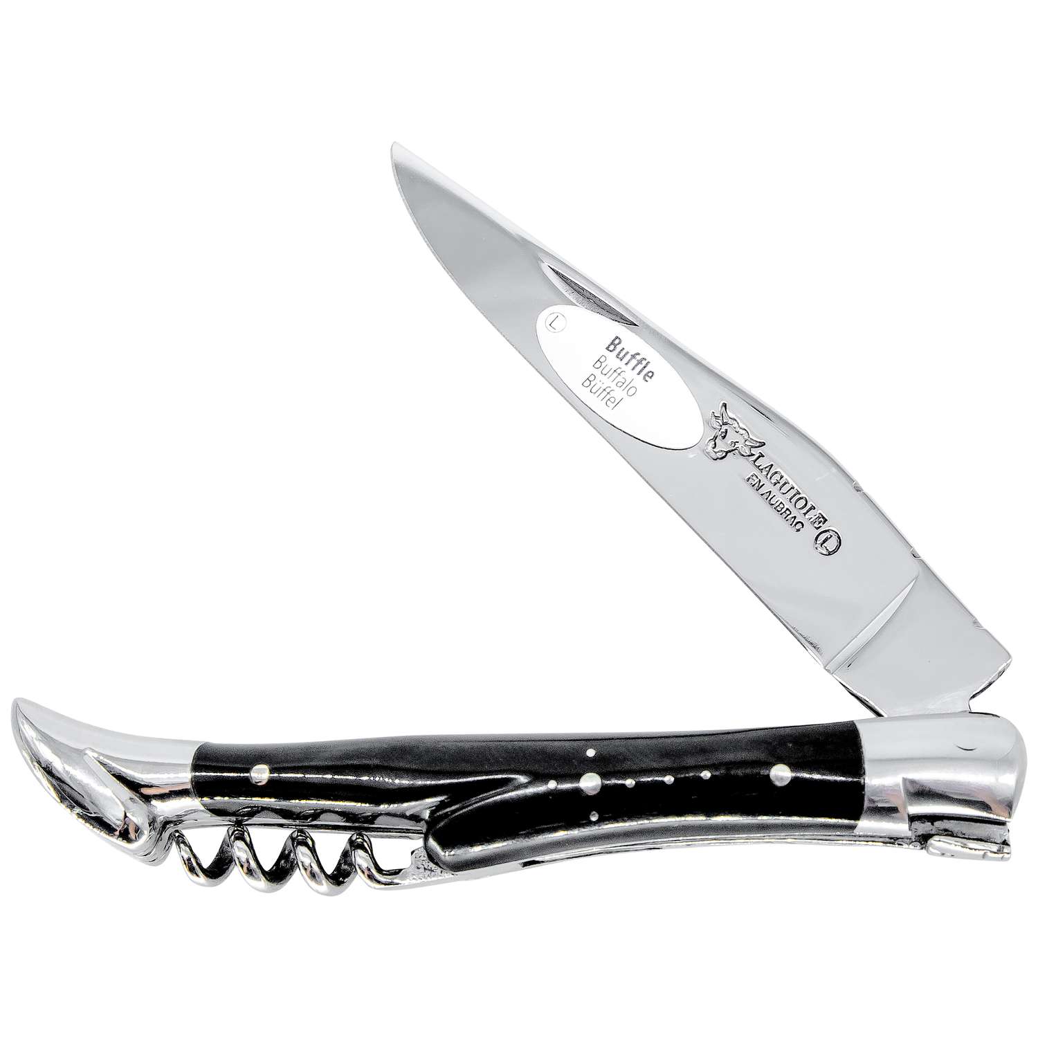 Laguiole en aubrac Folding Knife 11 cm with Corkscrew Buffalo Horn Handle Laguiole en Aubrac L0311BUIS