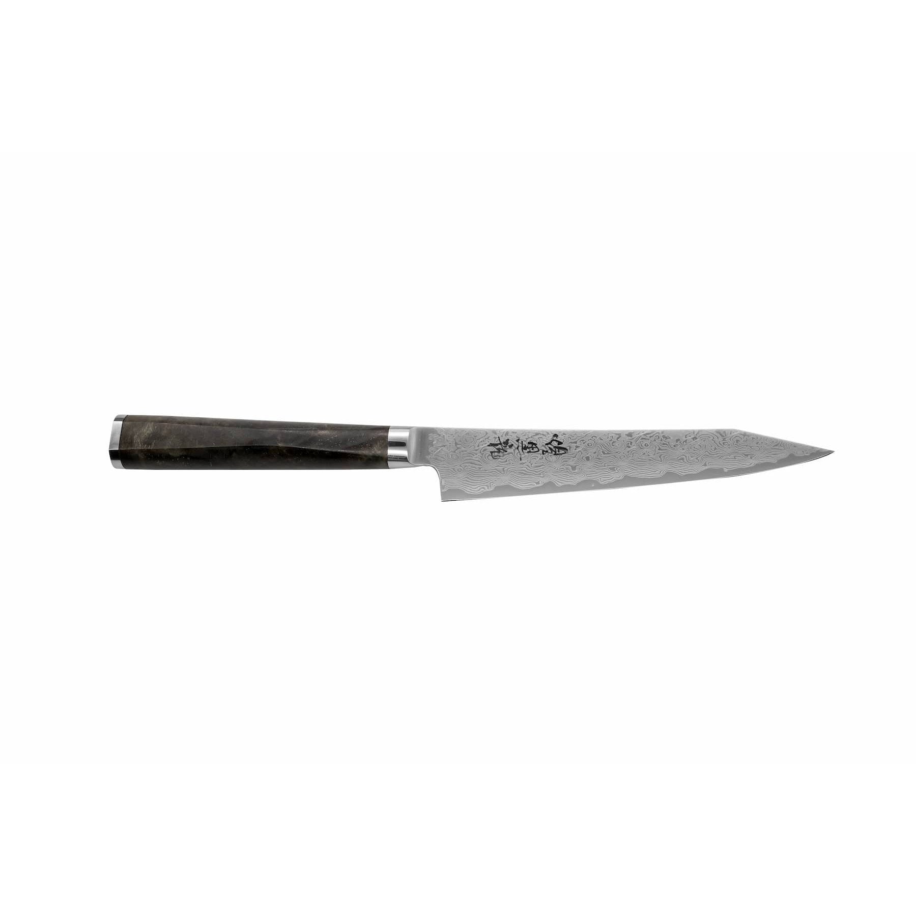 Ryusen Damascus Utility Knife 13.5 cm Poplar Handle Oukoku Ryu OK-105