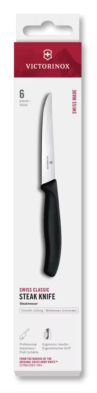 Victorinox Steak Knife 6 pcs 11cm Black Handle Swiss Classic 6.7203.6