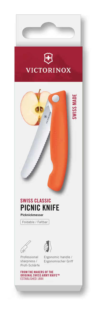 Victorinox Μαχαίρι κουζίνας 11 εκατ. στρογγυλό οδοντωτό πορτοκαλί λαβή αναδιπλούμενο Swiss Classic 6.7839.FC1
