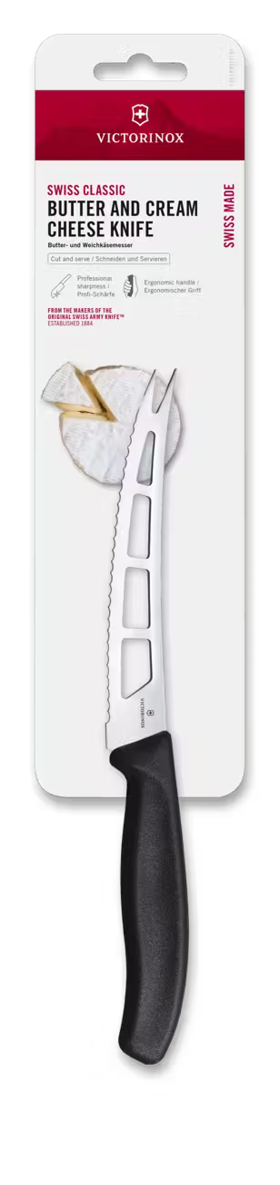 Victorinox Serrated Butter and Cream Cheese Knife 13 cm Black Handle Swiss Classic 6.7863.13B