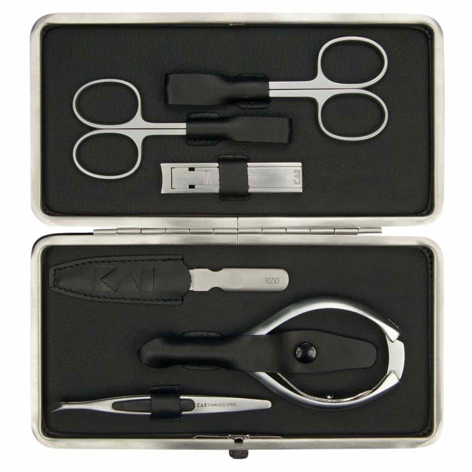 KAI Japanese Manicure Set 6 pcs (Nail Scissors, Cuticle Scissors, Nail Nippers, Nail File, Tweezers & Cuticle Nippers) Instruments Sets BCI-SET05