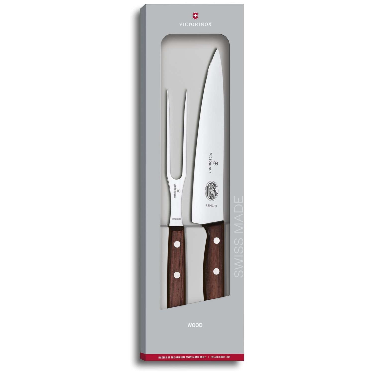 Victorinox Carving Set 2 pcs Wooden Handles Gift Box 5.1020.2G