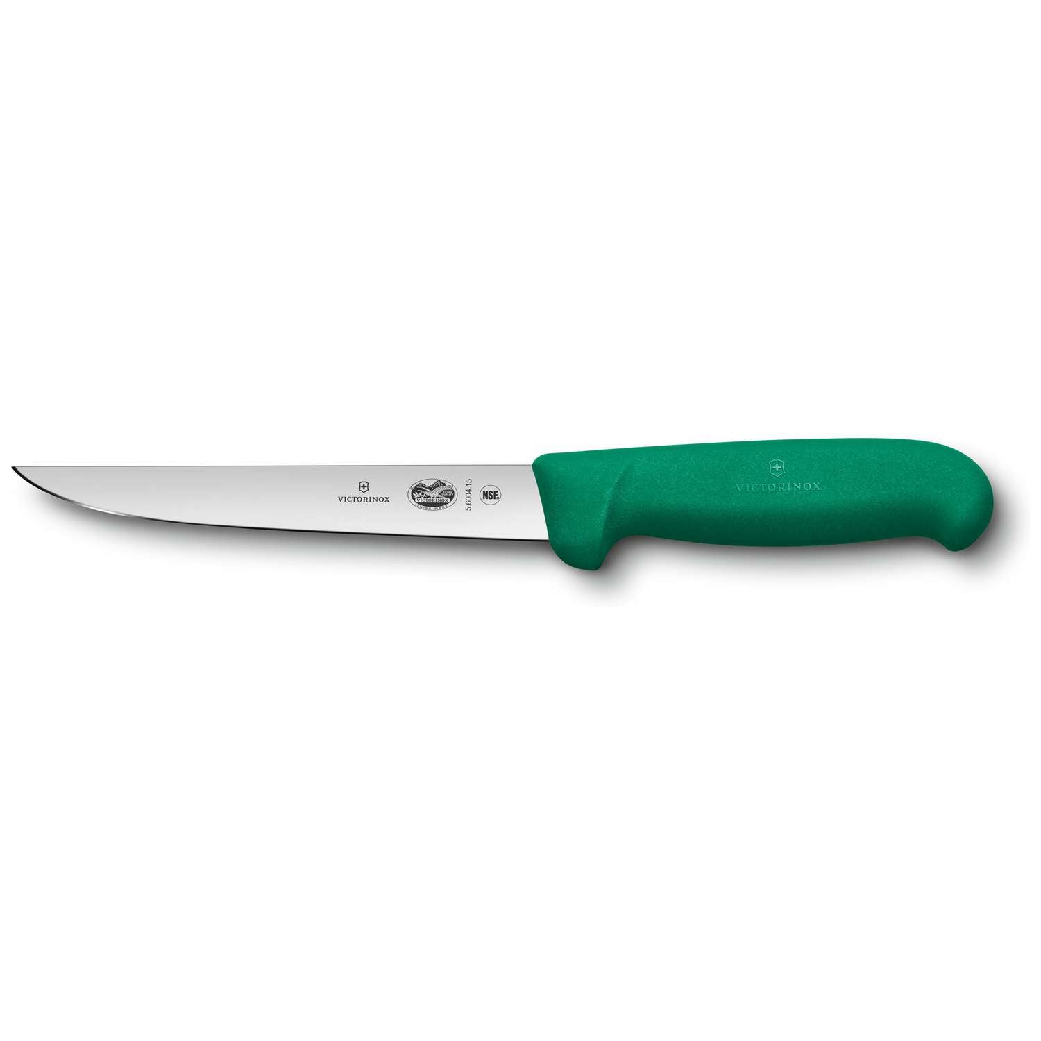 Victorinox Boning knife 15 cm Straight Wide Blade Green Fibrox Handle 5.6004.15