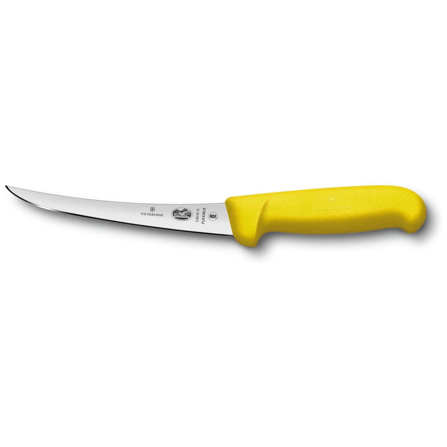 Victorinox Curved Boning Knife Narrow and Flexible Blade 12 cm Yellow Handle Fibrox 5.6618.12