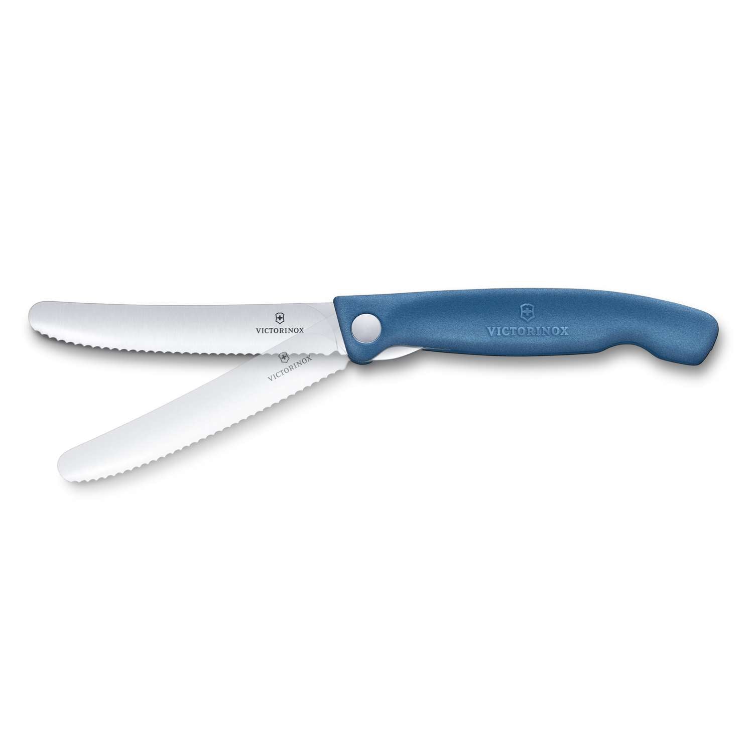 Victorinox Serrated Foldable Kitchen Knife 11 cm Blue Handle Swiss Classic 6.7832.FC1