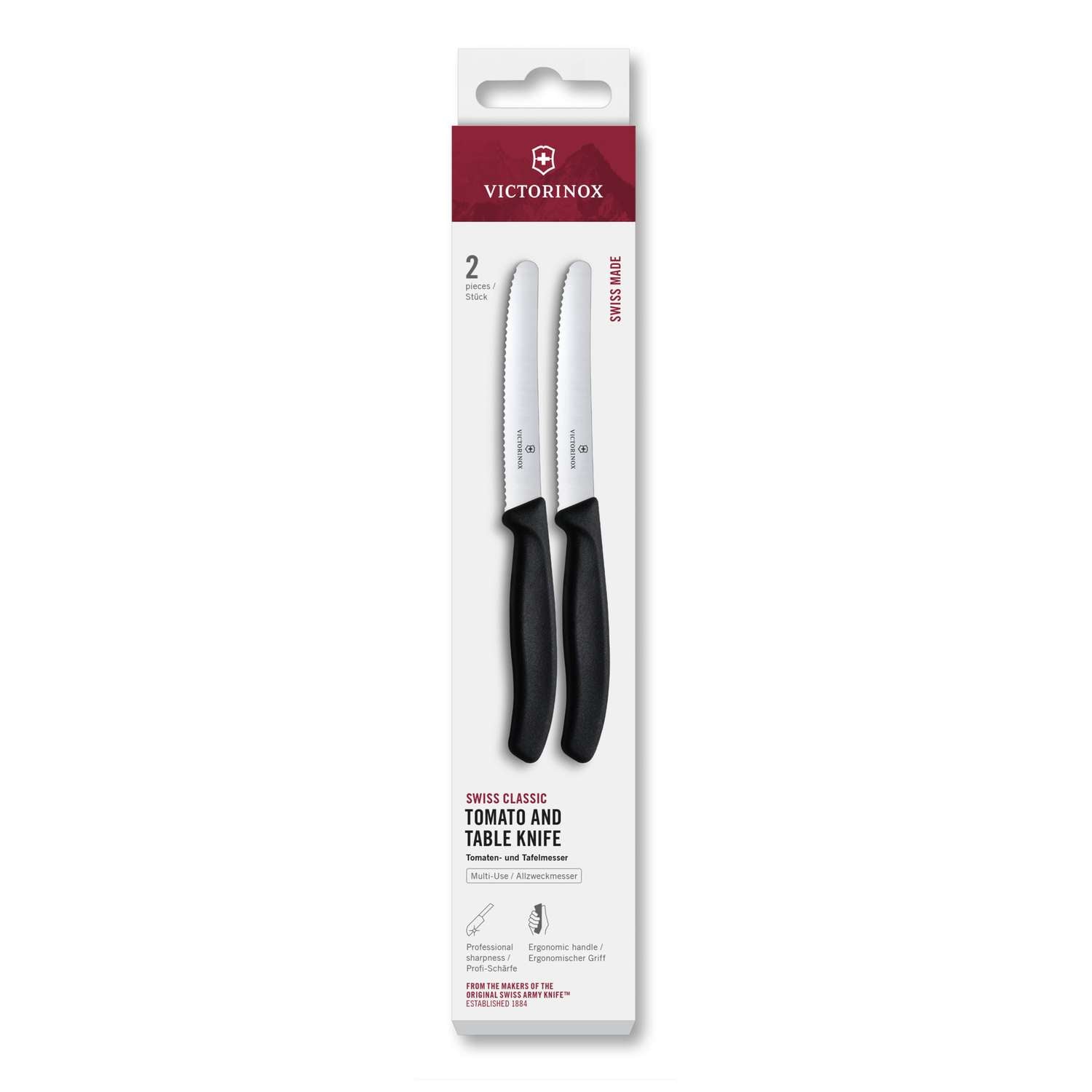 Victorinox Serrated Utility Knife 11 cm Black Handle 2 pcs Set Swiss Classic 6.7833.2