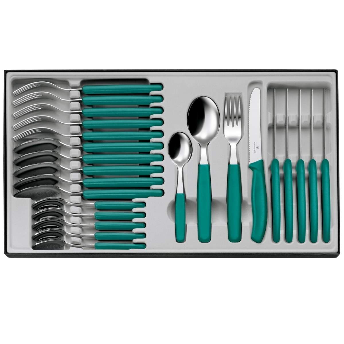 Victorinox Stainless Steel Cutlery Green 24 pcs Set Swiss Classic