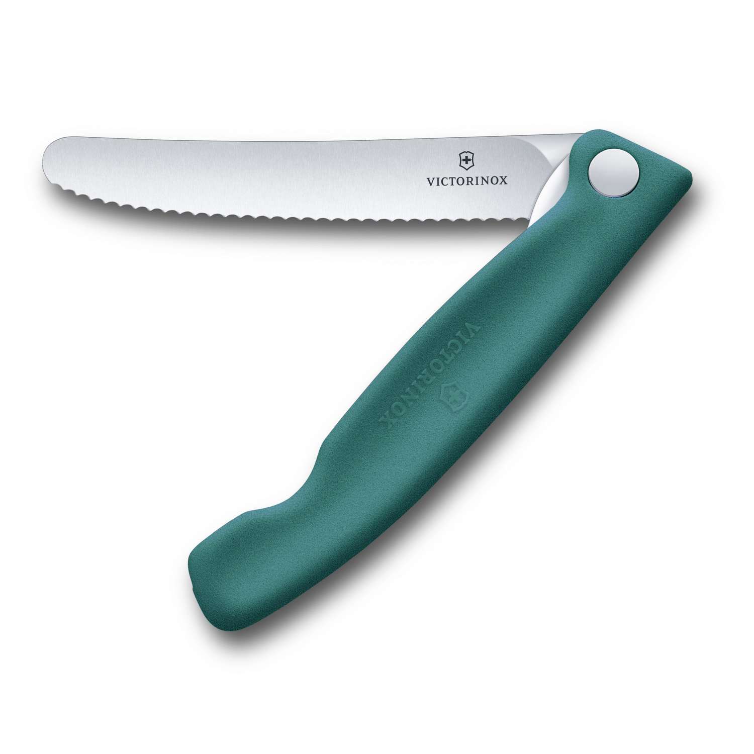 Victorinox Serrated Foldable Kitchen Knife 11 cm Green Handle Swiss Classic 6.7834.FC1