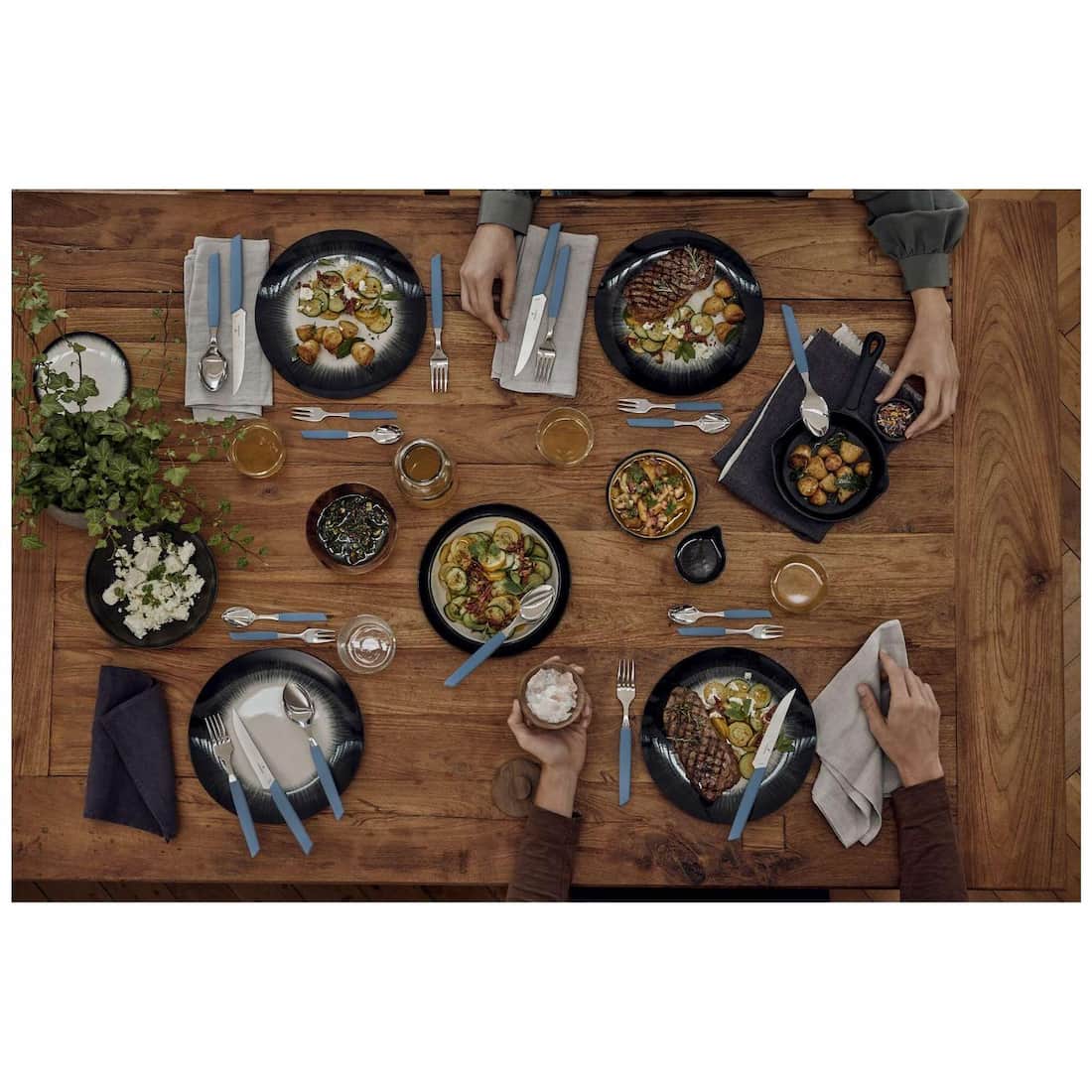 Victorinox Stainless Steel Cutlery Blue Pastel Set 12 pcs Swiss Modern