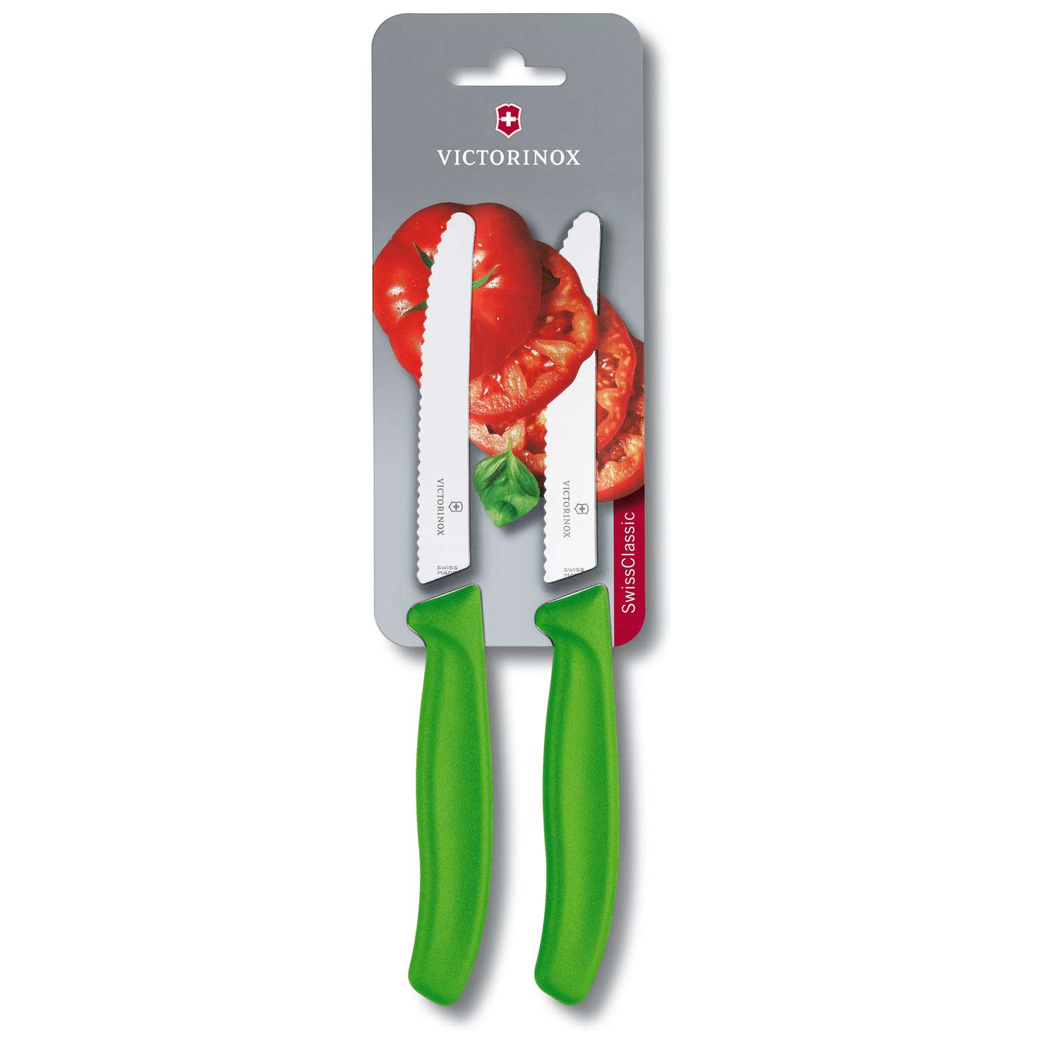 Victorinox Serrated Round Utility Knife 11 cm Green 2-Piece Set Swiss Classic