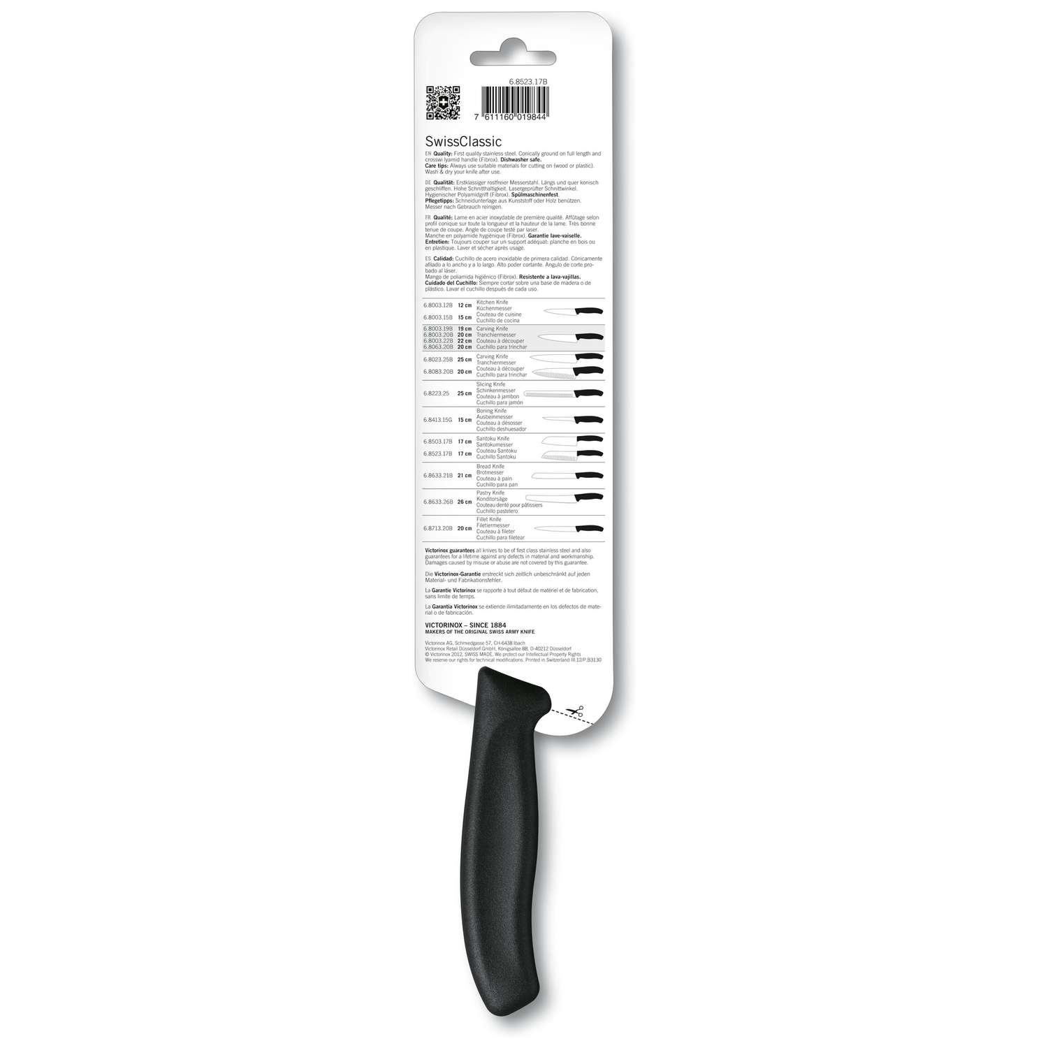 Victorinox Hollow Edge Santoku Knife Black Handle 17 cm Swiss Classic 6.8523.17B