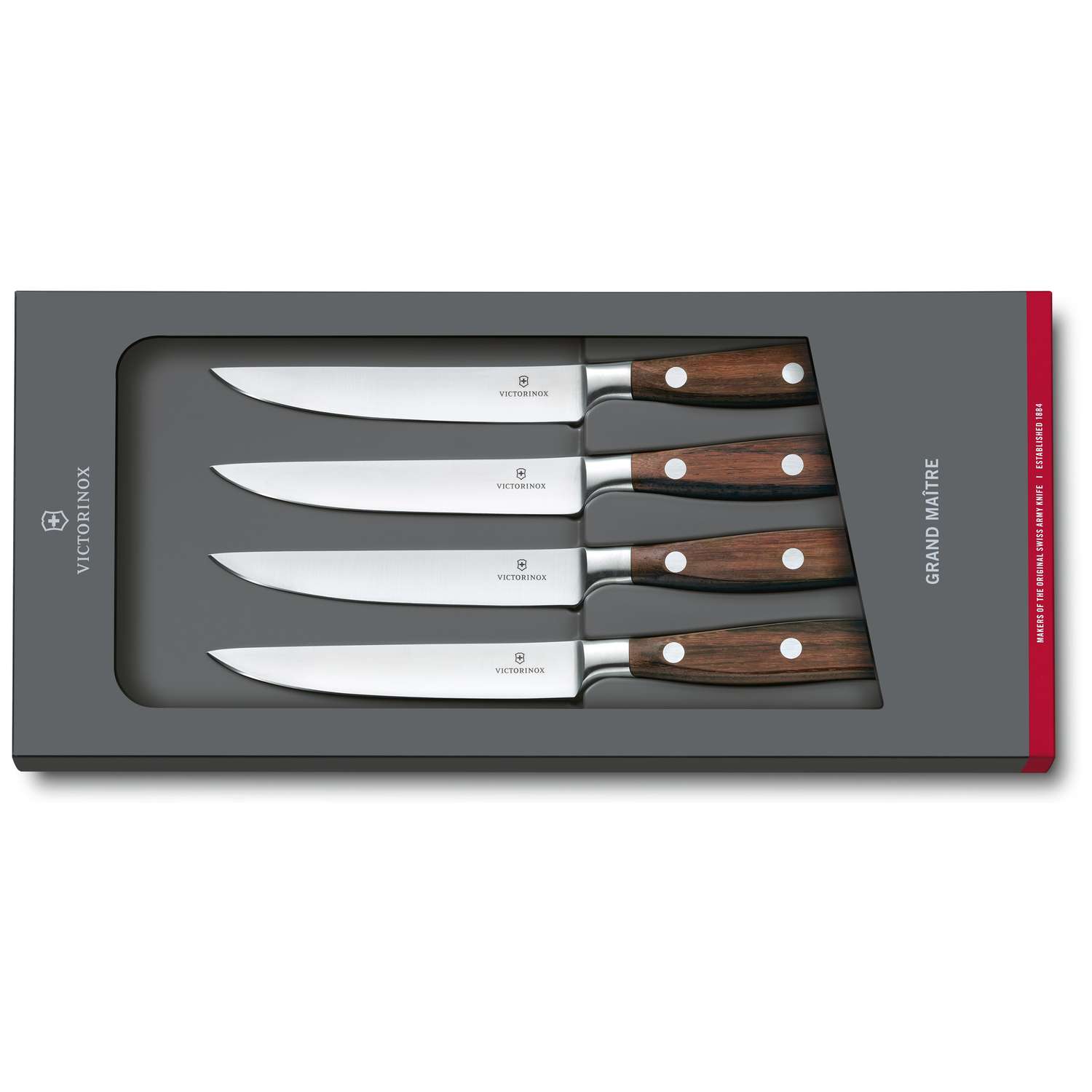 Victorinox Steak Knives 12 cm Wooden Handles set 4 pcs Gift Box Grand Maitre 7.7240.4