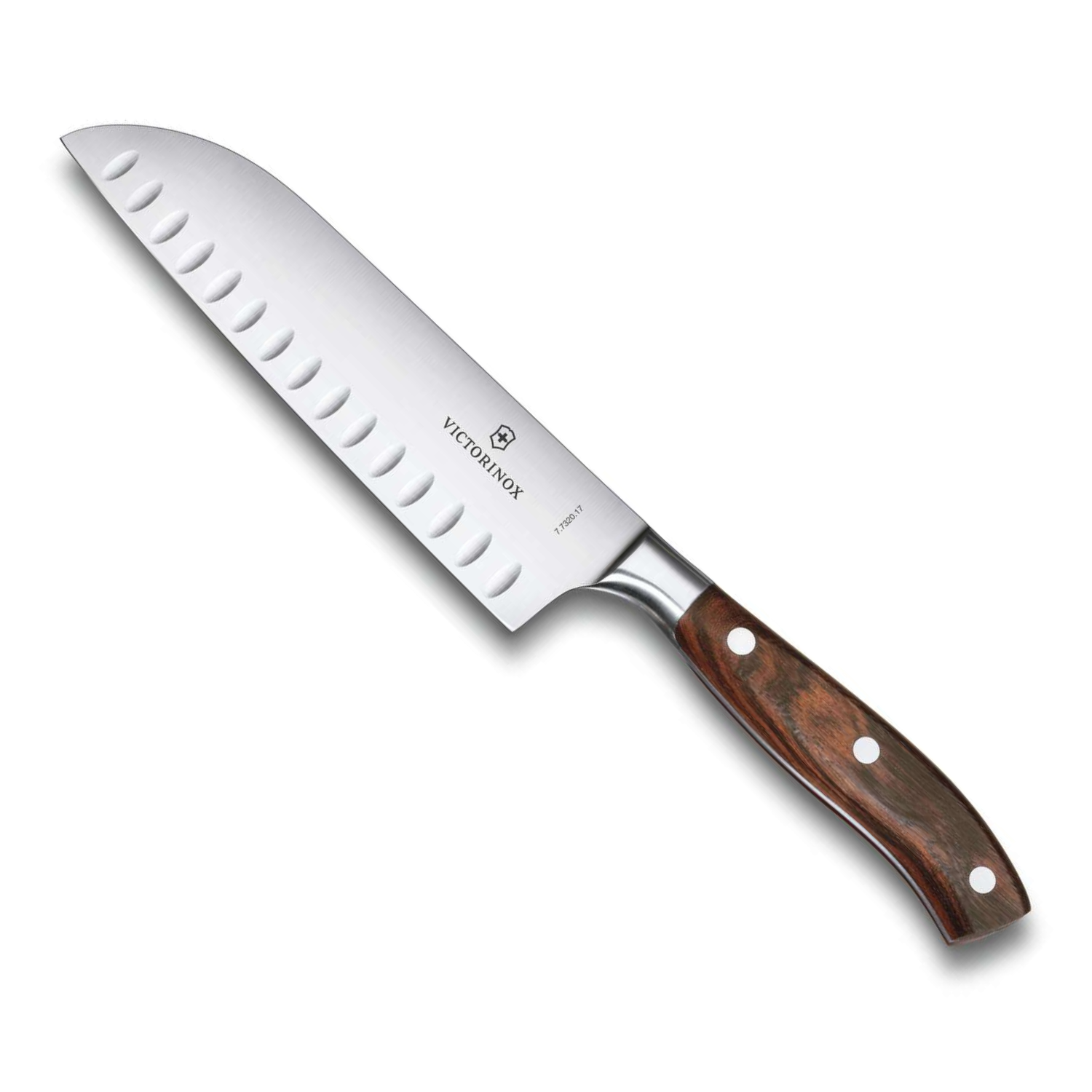Victorinox Hollow Edge Santoku Knife 17 cm Wooden Handle Gift Box Grand Maitre 7.7320.17G