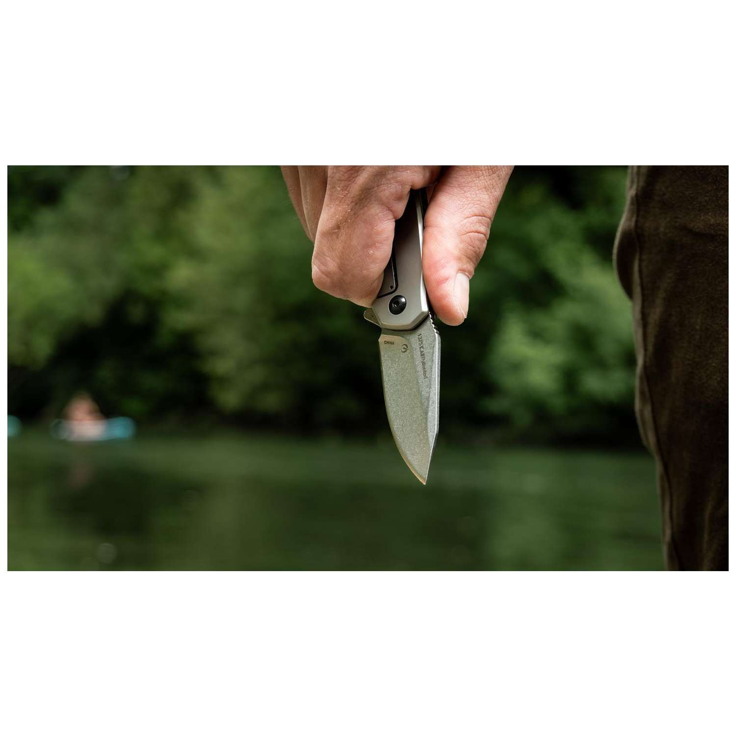 Kershaw Valve Stonewashed Pocket Knife 6 cm Silver Handle 85 gr 1375X