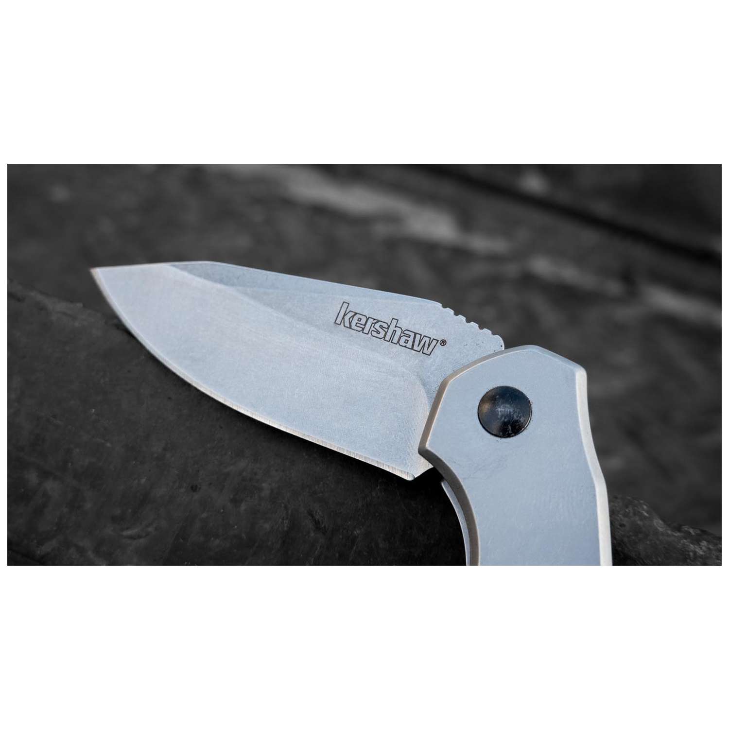 Kershaw Valve Stonewashed Pocket Knife 6 cm Silver Handle 85 gr 1375X