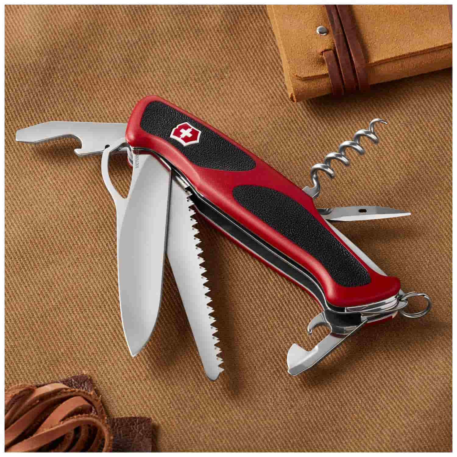Victorinox Ranger 79 M Grip Swiss Army Knife 130 mm 12 Functions Red 0.9563.MC
