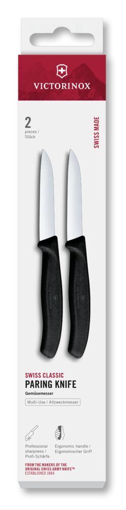 Victorinox Straight Utility Knife 8 cm, Βlack Handle 2 pcs Set Swiss Classic 6.7403.2