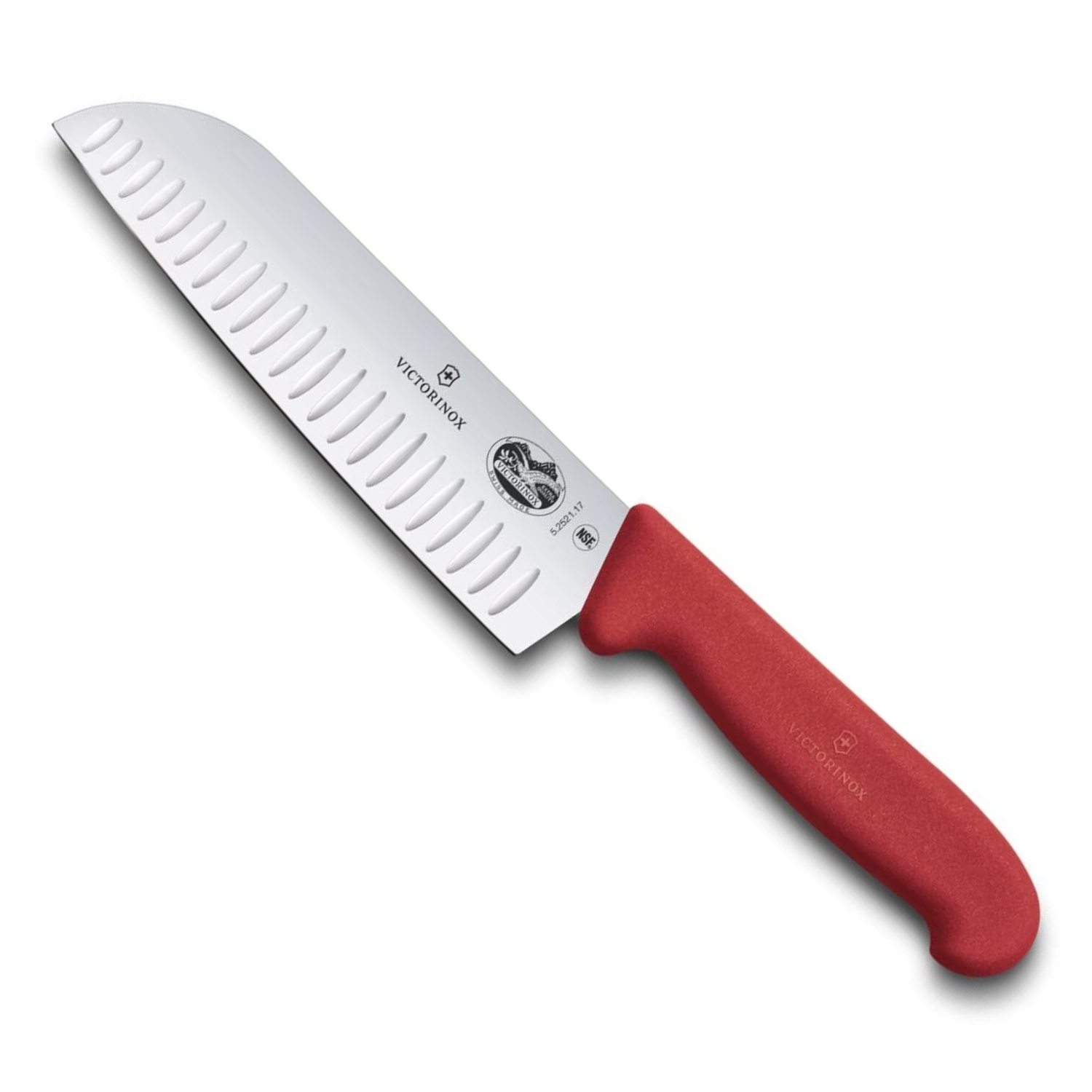 Victorinox Hollow Edge Santoku Knife 17 cm Red Handle Fibrox 5.2521.17B