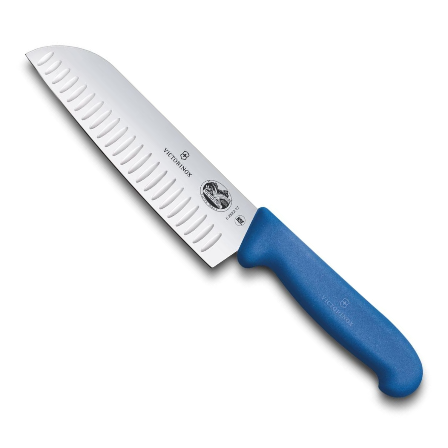 Victorinox Hollow Edge Santoku Knife 17 cm Blue Handle Fibrox 5.2522.17B