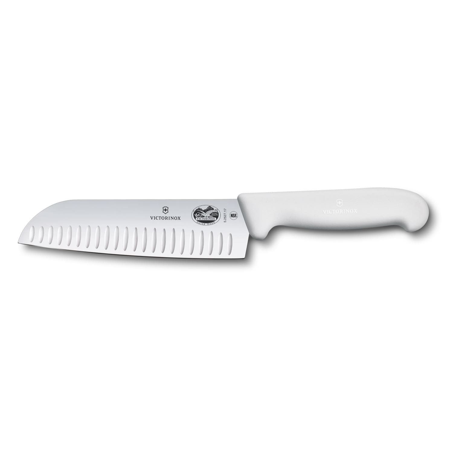Victorinox Hollow Edge Santoku Knife 17 cm White Handle Fibrox 5.2527.17B