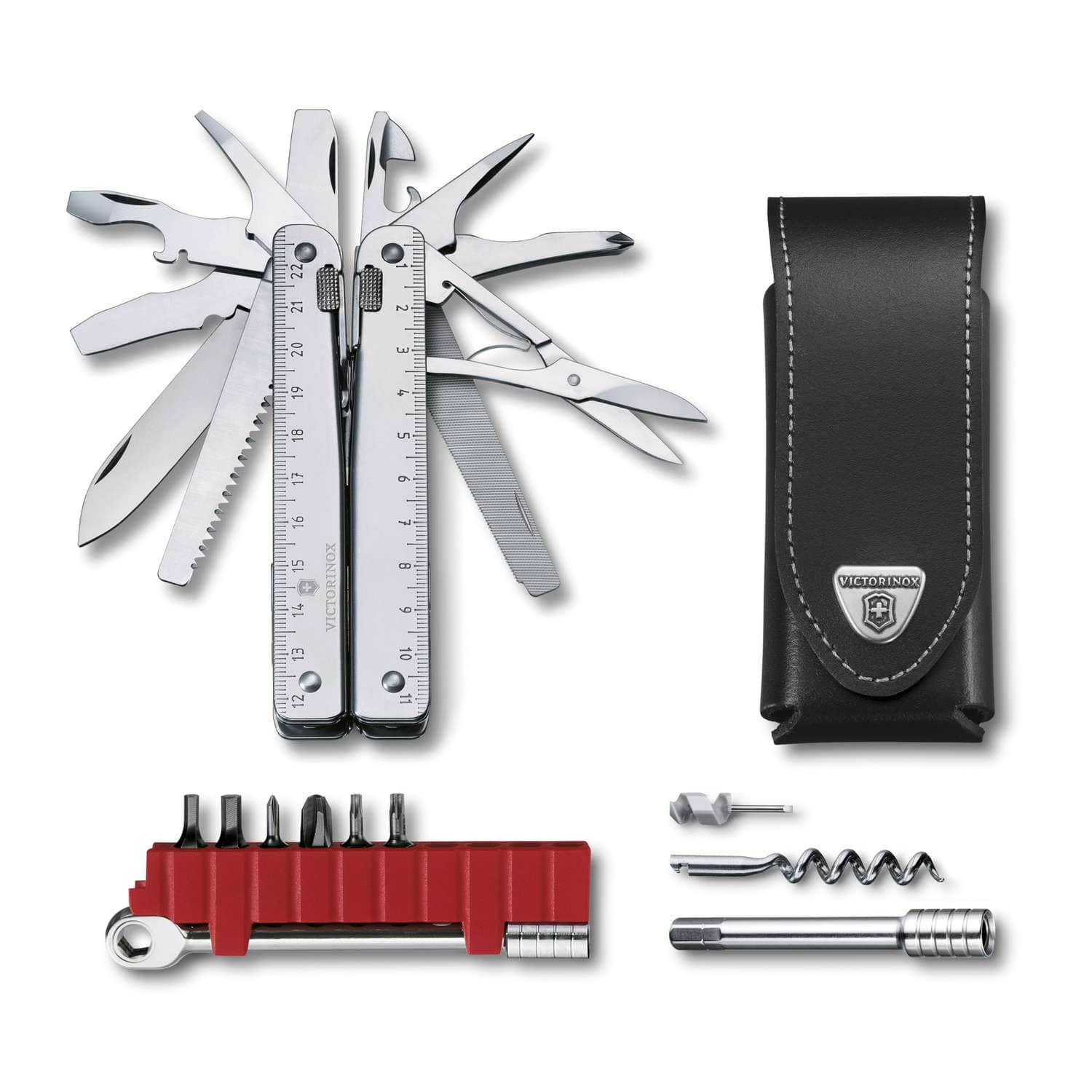 Victorinox Swiss Tool X Plus Ratchet Swiss Army Multitool 115 mm 38 Functions Silver In Belt Pouch 3.0339.L