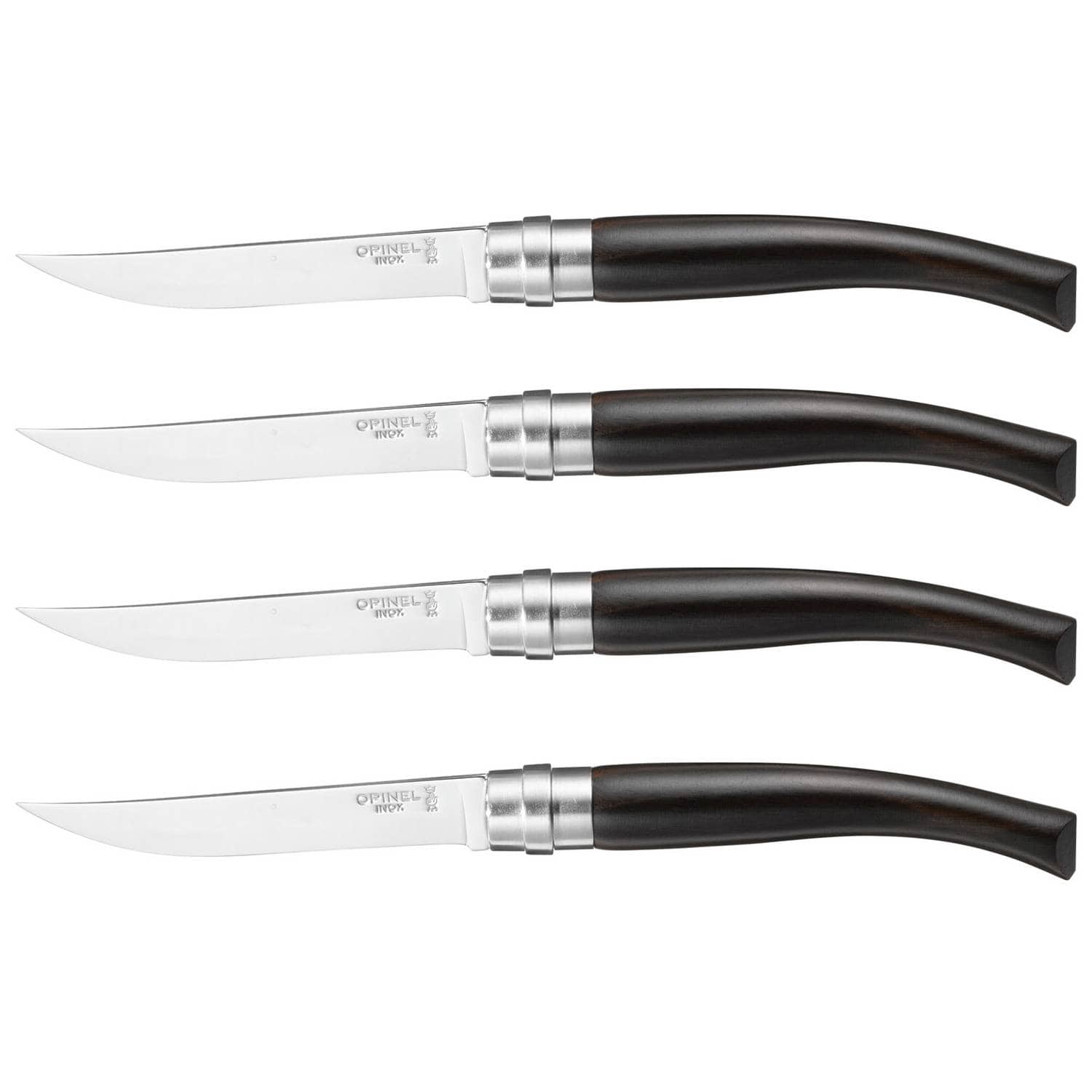 Opinel Handmade Steak Knives Set 4 pcs 10 cm Ebony Handle Table Chic 002480