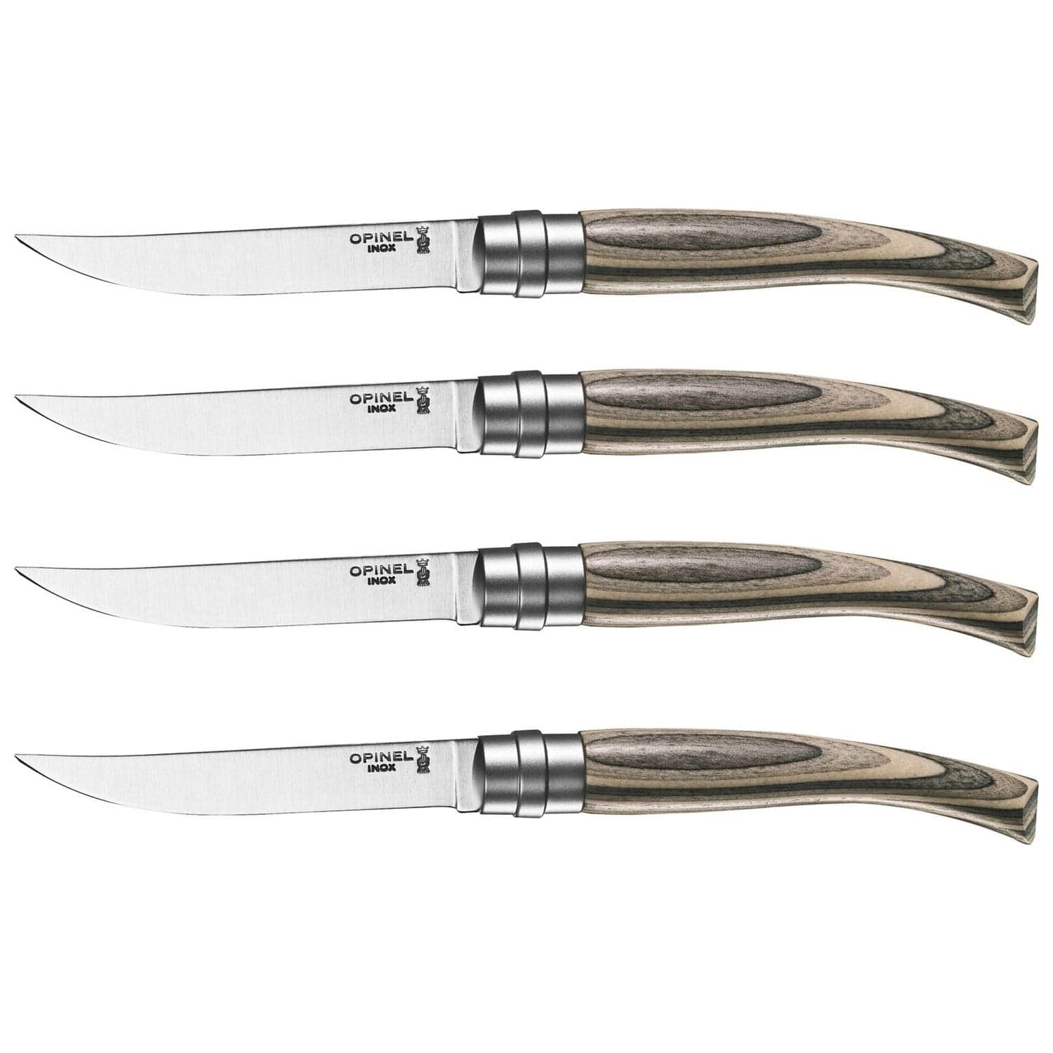 Opinel Handmade Steak Knives Set 4 pcs 10 cm Birch Wood Handle Table Chic 001829