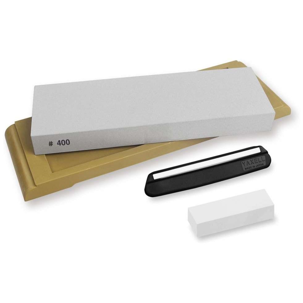 Yaxell Whetstone #400 With Base and Sharpening Guide 36047